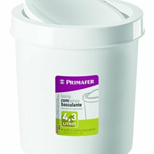 Lixeira Redonda Basculante Plástico, Primafer, Branco